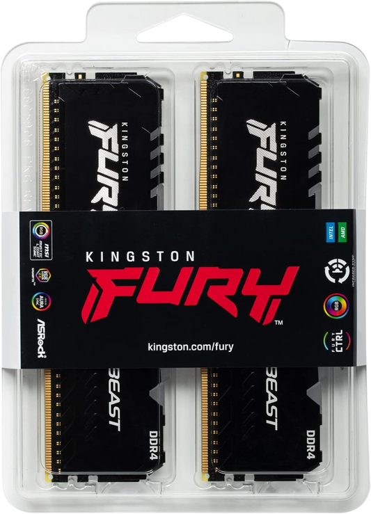 KINGSTON 32GB 3200MT/s DDR4 CL16 DIMM (Kit of 2) 1Gx8 FURY Beast RGB