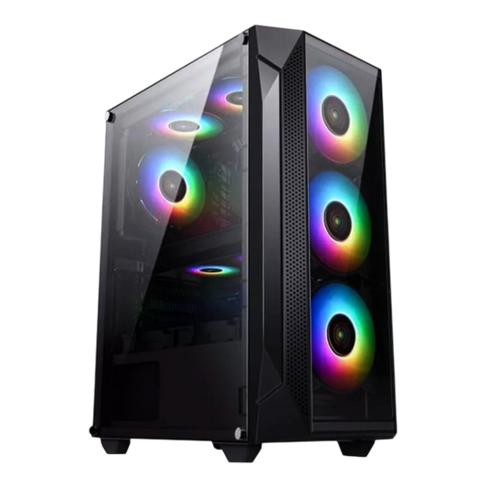 Keytech T1000 Tempered Glass Mid Atx Computer Case Black