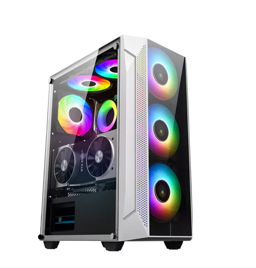 Keytech T1000 Tempered Glass Mid Atx Computer Case White