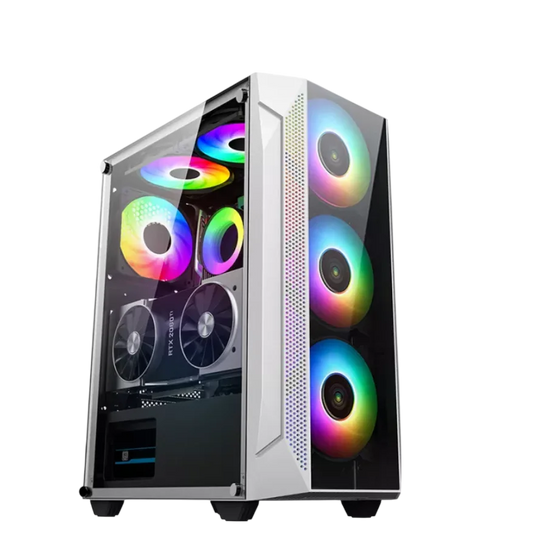 Keytech T1000 Tempered Glass Mid Atx Computer Case White