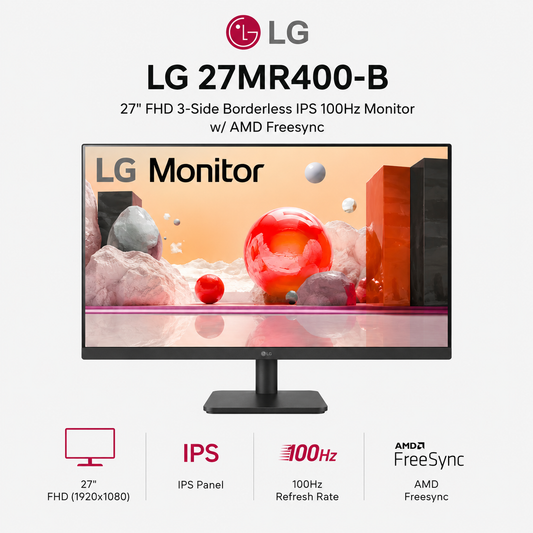 LG 27MR400-B 27" FHD 3-Side Borderless IPS 100Hz Monitor w/ AMD Freesync (27MR400-B)