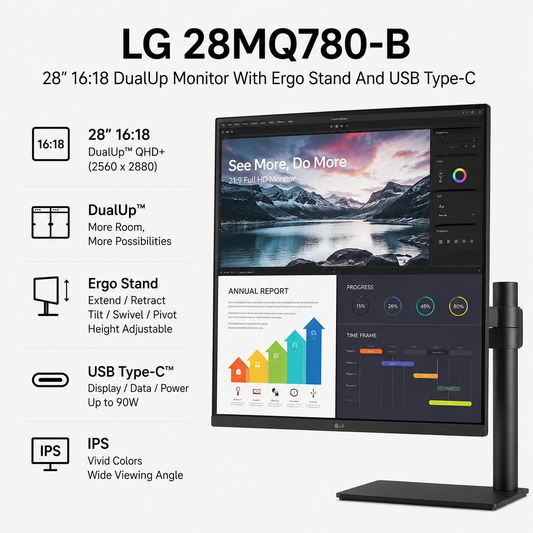 LG 28MQ780-B 28” 16:18 DualUp Monitor With Ergo Stand And USB Type-C (28MQ780-B)