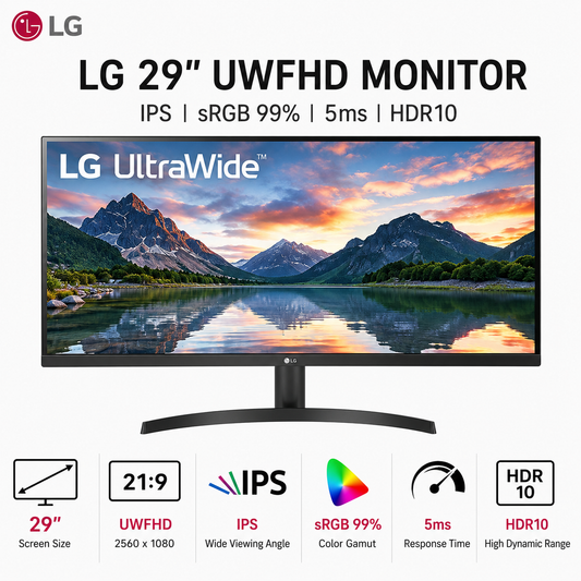 LG 29" UWFHD, IPS, sRGB 99%, 5ms, HDR10 (29WP500-B)
