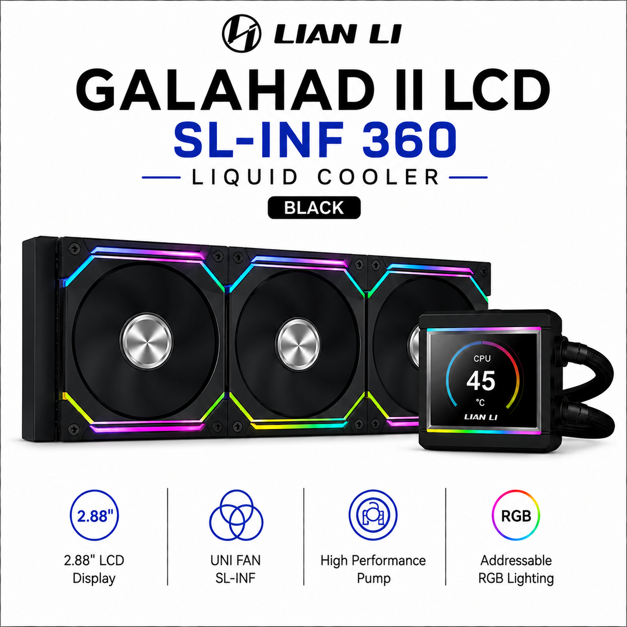 LIAN LI Galahad II LCD SL-INF 360 Liquid Cooler -  Black (GA2ALCD36INB)