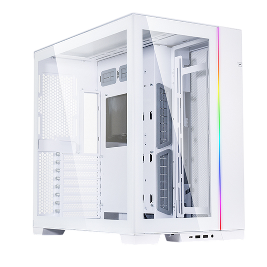 LIAN LI O11 Dynamic Evo Mid Tower Dual Chamber TG Case - White