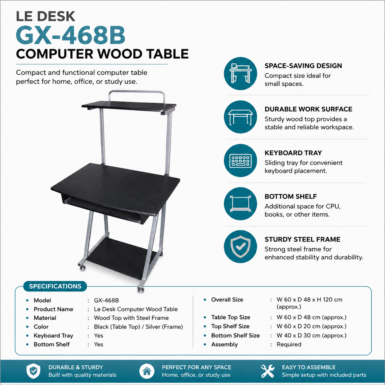 Le Desk Computer Table GX468 (GX468)