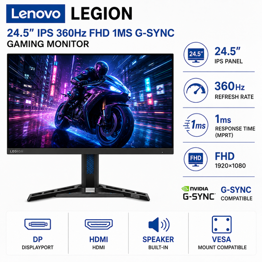 Lenovo Legion Y25G-30 24.5" IPS 360HZ FHD 1MS G-sync Gaming Monitor (Y25G-30)