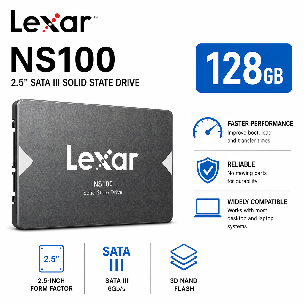 Lexar NS100 128GB 2.5" SSD (LNS100-128RB)