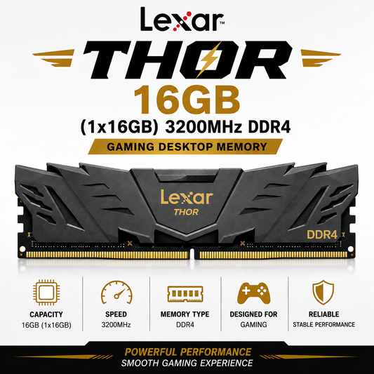 Lexar Thor 16GB (1x16GB) 3200Mhz DDR4 Gaming Desktop Memory (LD4BU0016G-R3200GSXG)