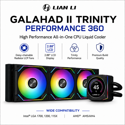Lian Li GA2P36B Galahad II Trinity Performance 360 AIO CPU Liquid Cooler - Black (GA2P36B)