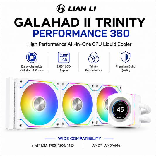 Lian Li GA2P36B Galahad II Trinity Performance 360 AIO CPU Liquid Cooler - White (GA2P36W)