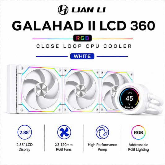 Lian Li Galahad II LCD 360 RGB X3 120MM Close Loop CPU Cooler - White (GA2ALCD36W)