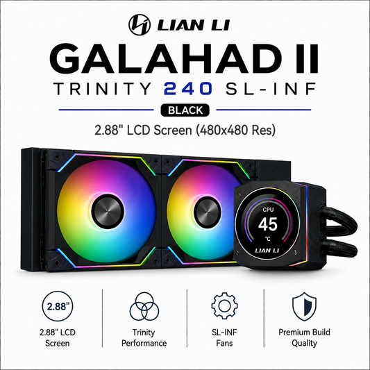 Lian Li Galahad II Trinity 240 SL-INF Black - 2.88" LCD Screen (480x480 Res) (GA2T24INB)
