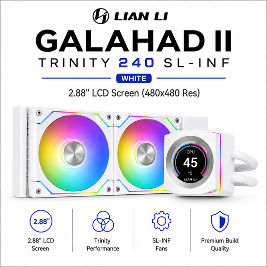 Lian Li Galahad II Trinity 240 SL-INF White - 2.88" LCD Screen (480x480 Res) (GA2T24INW)
