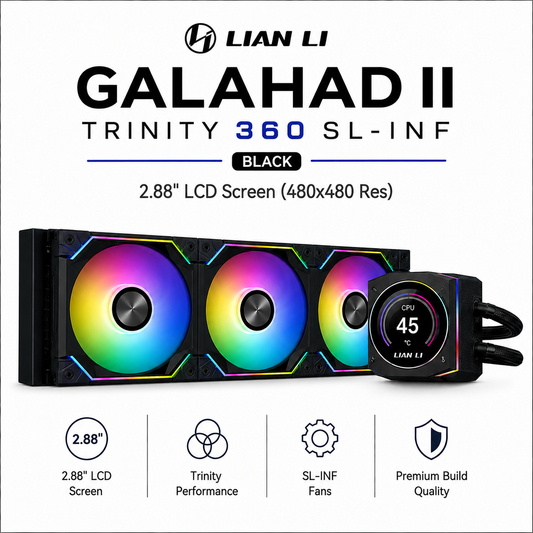 Lian Li Galahad II Trinity 360 SL-INF Black - 2.88" LCD Screen (480x480 Res) (GA2T36INB)