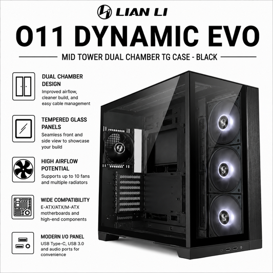 Lian Li O11 Dynamic EVO Mid Tower Dual Chamber TG Case - black (O11DEX)