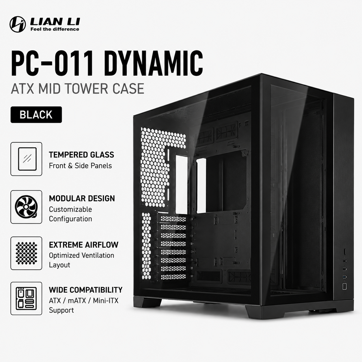 Lian Li PC-O11 Dynamic Black ATX TG Mid Tower Case