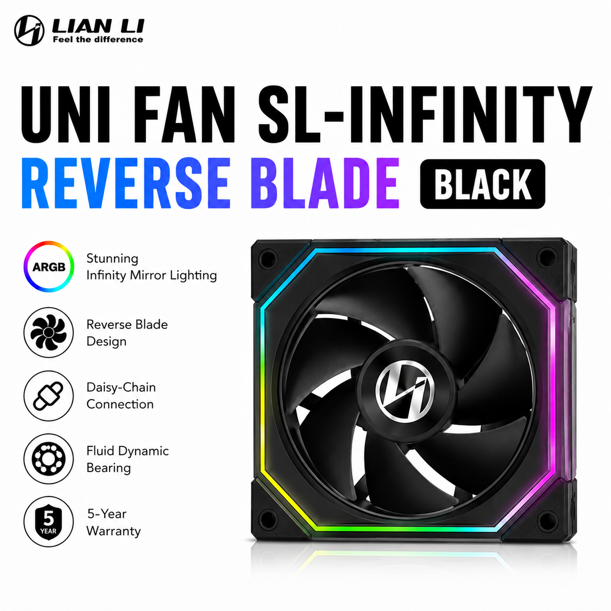 Lian Li Uni Fan SL-Infinity Reverse Blade - Black (RSLIN120-1B)