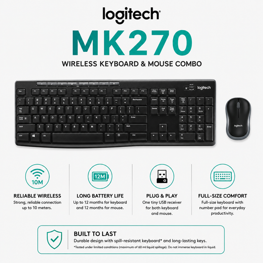 Logitech MK270 Wireless Keyboard & Mouse Combo (920-006314)