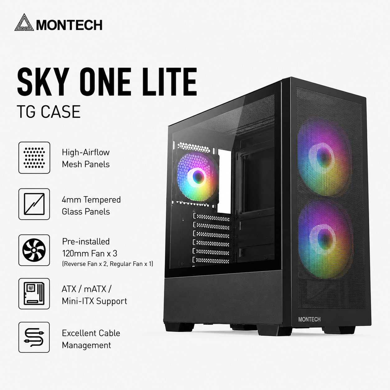 MONTECH SKY ONE LITE TG CASE (SKY-ONE-LITE)