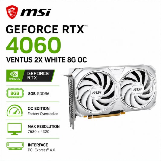 MSI GeForce RTX 4060 Ventus 2X White 8G OC (RTX-4060-VENTUS-2X-WHITE-8G-OC)