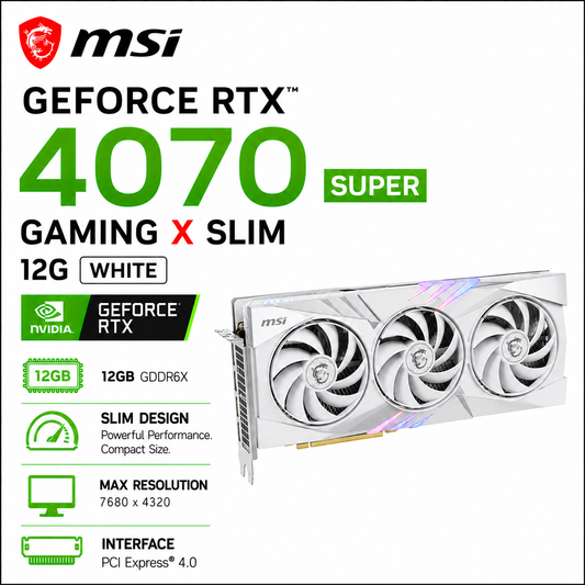 MSI GeForce RTX 4070 Gaming X Slim 12G White (RTX-4070-GAMING-X-SLIM-WHITE-12G)