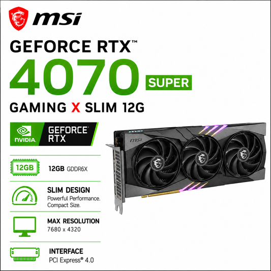 MSI GeForce RTX 4070 Super 12G Gaming X Slim (RTX-4070-SUPER-12G-GAMING-X-SLIM-MLG)
