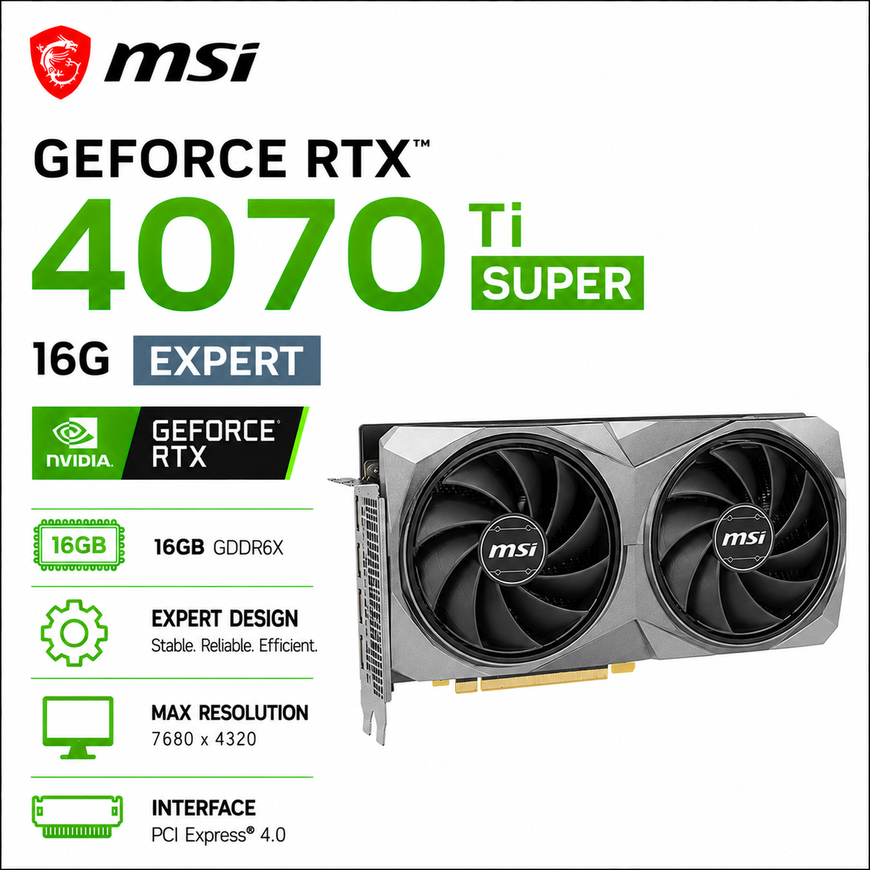 MSI GeForce RTX 4070 Ti Super 16G Expert (RTX-4070-TI-SUPER-16G-EXPERT)