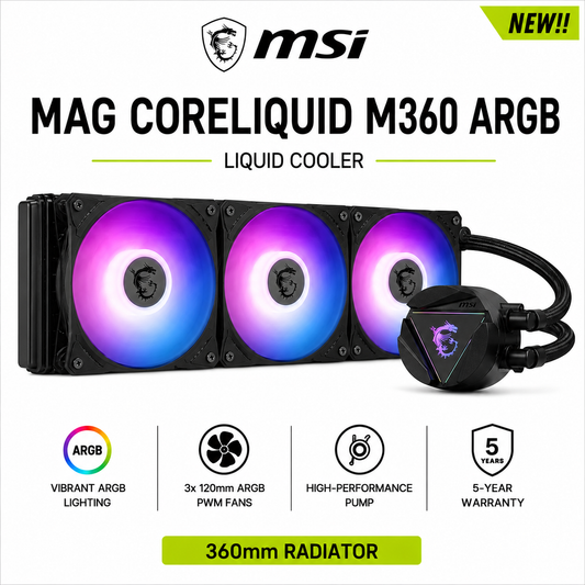 MSI MAG CORELIQUID M360 ARGB Liquid Cooler NEW!! (MAG-CORELIQUID-M360)