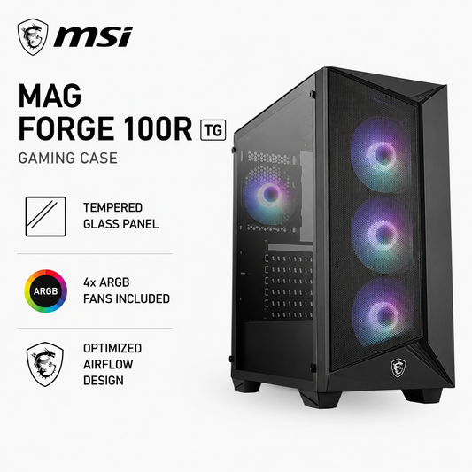 MSI MAG FORGE 100R TG CASE W/4 ARGB FANS (MAG-FORGE-100R)