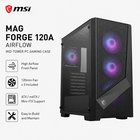 MSI MAG Forge 120A Airflow Mid-Tower PC Gaming Case (MAG-FORGE-120A-AIRFLOW)