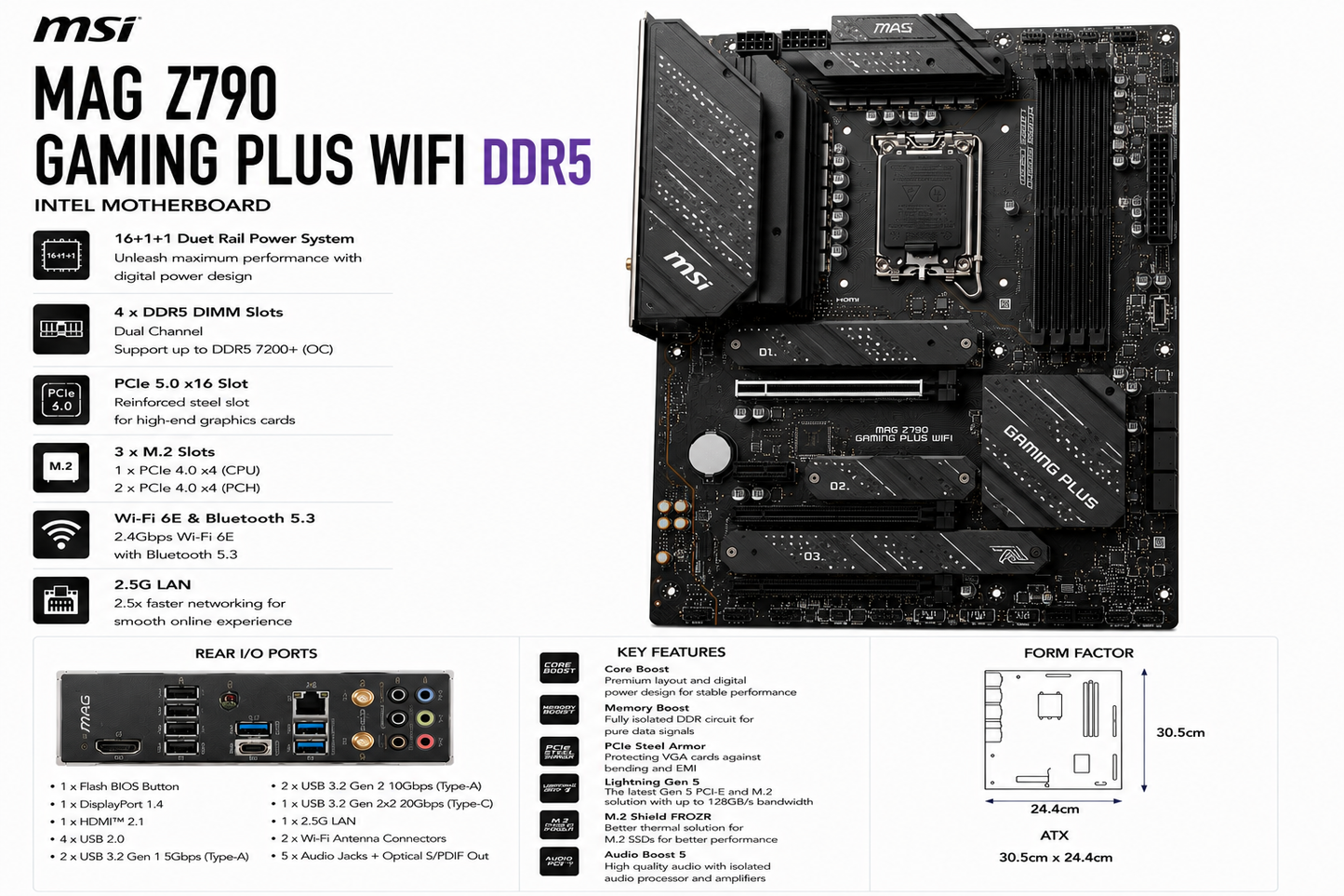 MSI MAG Z790 Gaming Plus WiFi DDR5 (MAG-Z790-GAMING-PLUS-WIFI)