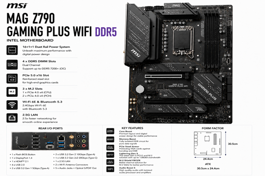 MSI MAG Z790 Gaming Plus WiFi DDR5 (MAG-Z790-GAMING-PLUS-WIFI)