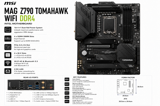 MSI MAG Z790 TOMAHAWK WIFI DDR4 (MAG-Z790-TOMAHAWK-WIFI-DDR4)