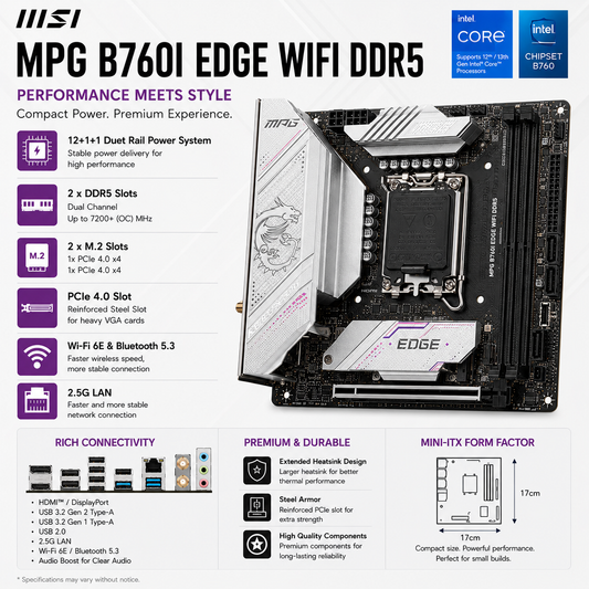 MSI MPG B760I EDGE WIFI DDR5 (MPG-B760I-EDGE-WIFI)