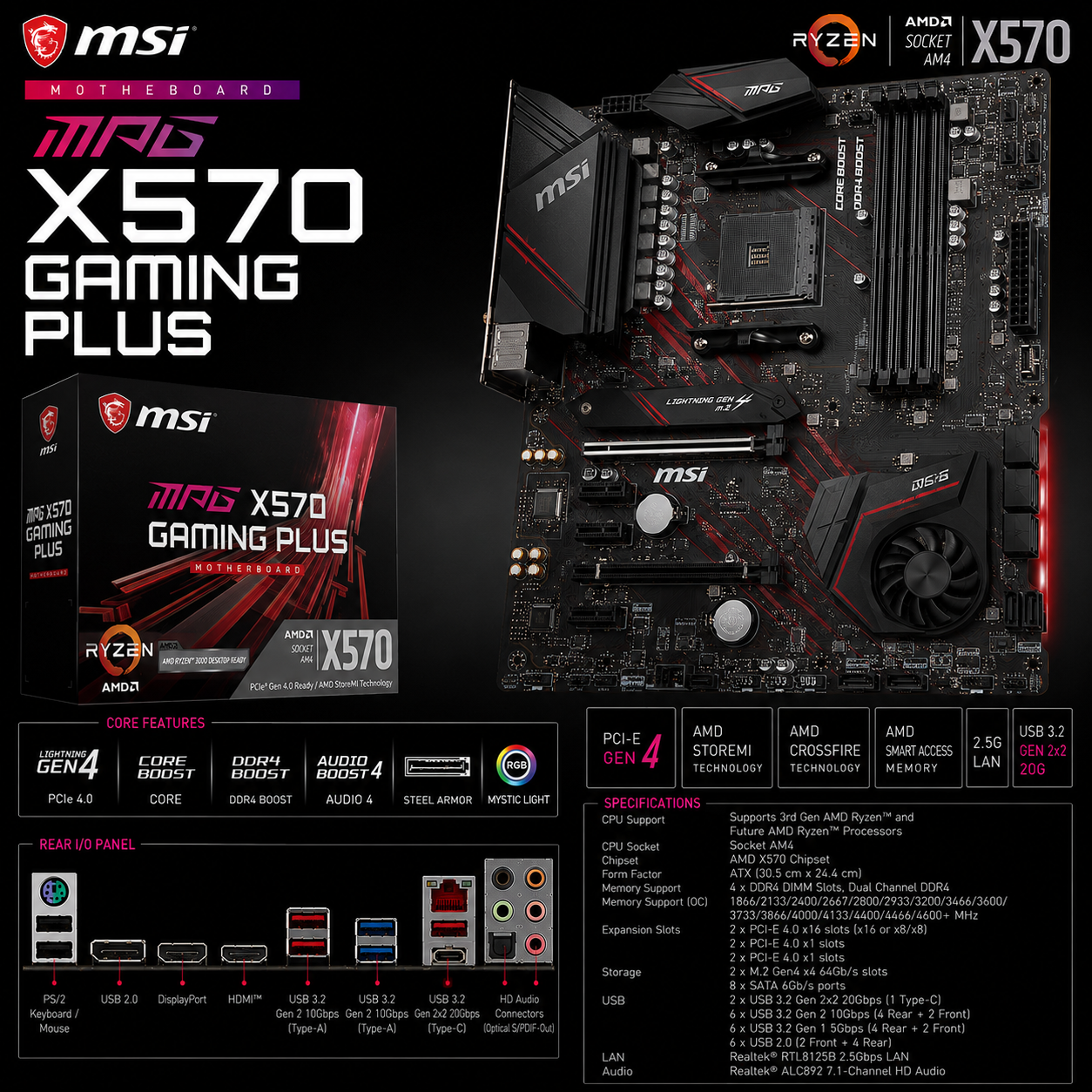MSI MPG X570 GAMING PLUS Motherboard (MPG-X570-GAMING-PLUS)