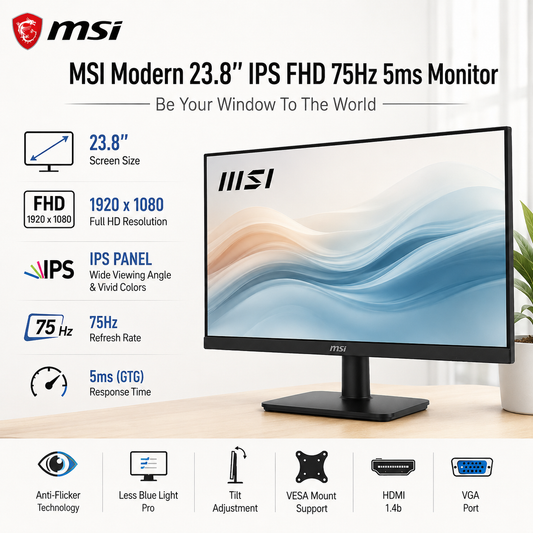 MSI Modern MD241PW 23.8" IPS FHD 75Hz 5ms Monitor (MD241PW)