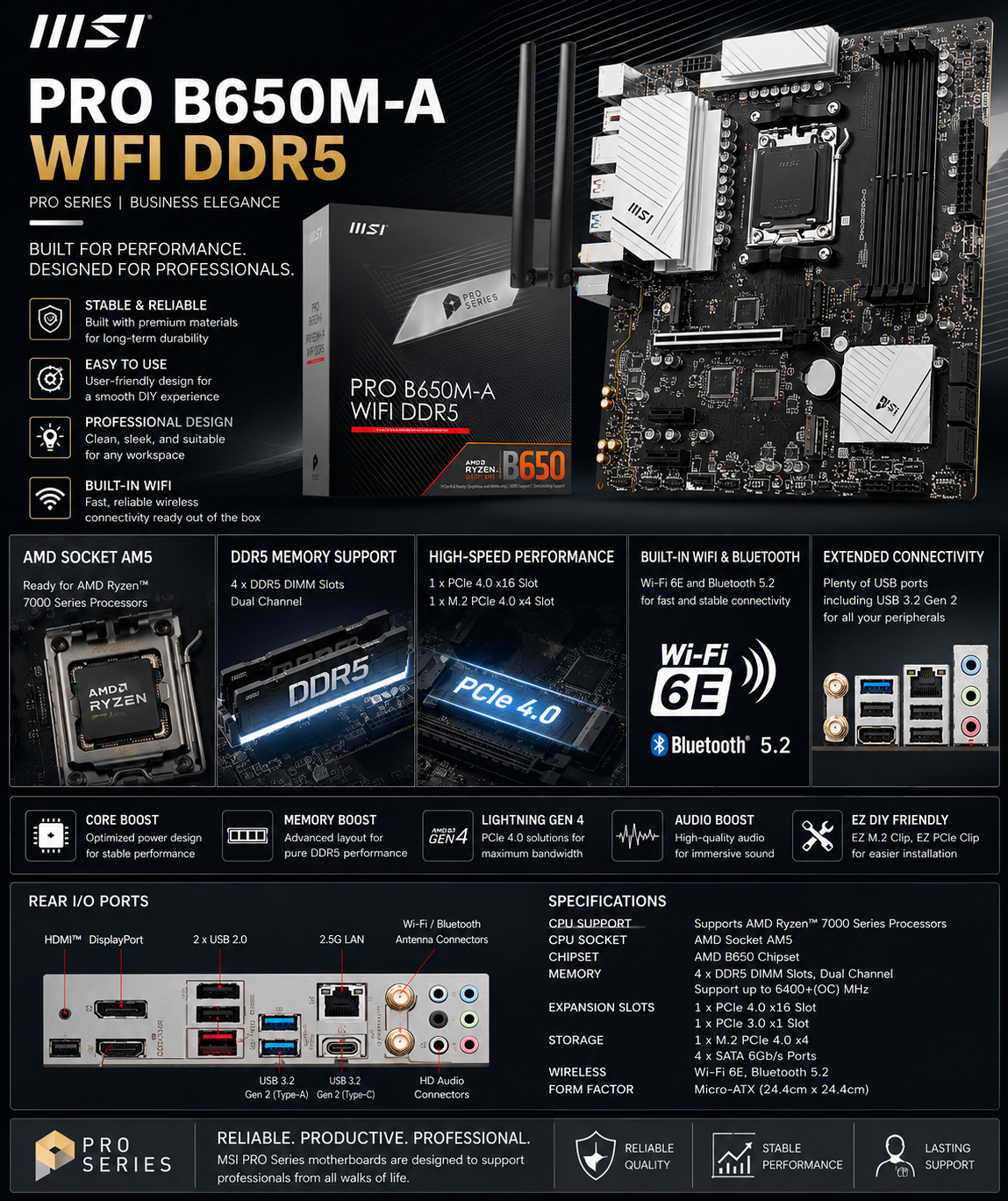 MSI PRO B650M-A WIFI DDR5 (PRO-B650M-A-WIFI)