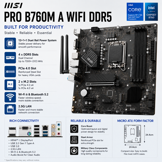 MSI PRO B760M A WIFI DDR5 (PRO-B760M-A-WIFI)