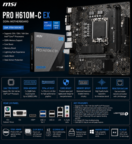 MSI PRO H610M-C EX DDR4 (PRO-H610M-C-EX)