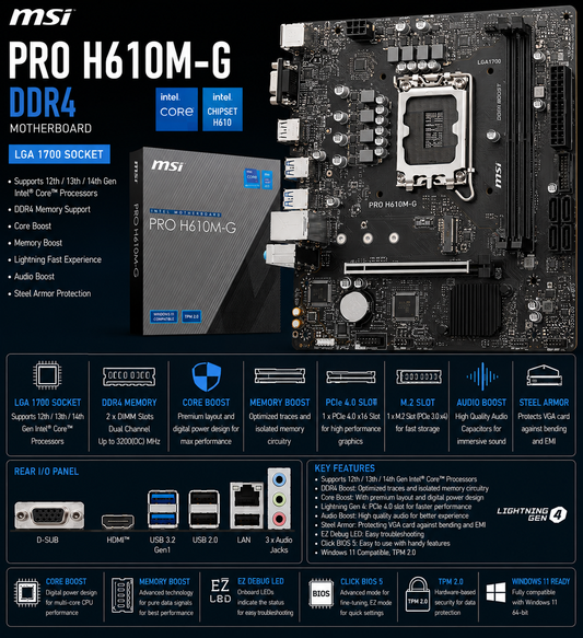 MSI PRO H610M-G DDR4 (PRO-H610M-G-DDR4)