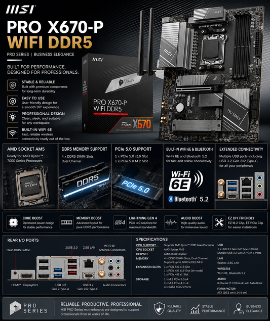 MSI PRO X670-P WIFI DDR5 (PRO-X670-P-WIFI)
