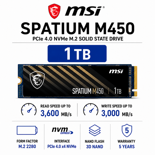MSI SPATIUM M450 PCIe 4.0 NVME M.2 1TB (S78-440L690-P83)
