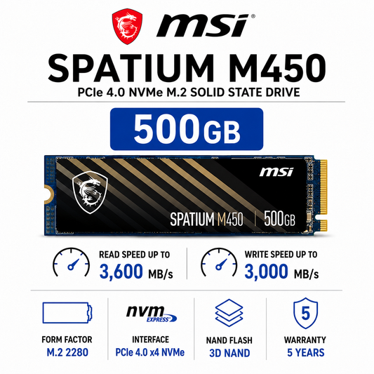 MSI SPATIUM M450 PCIe 4.0 NVME M.2 500GB (S78-440K190-P83)