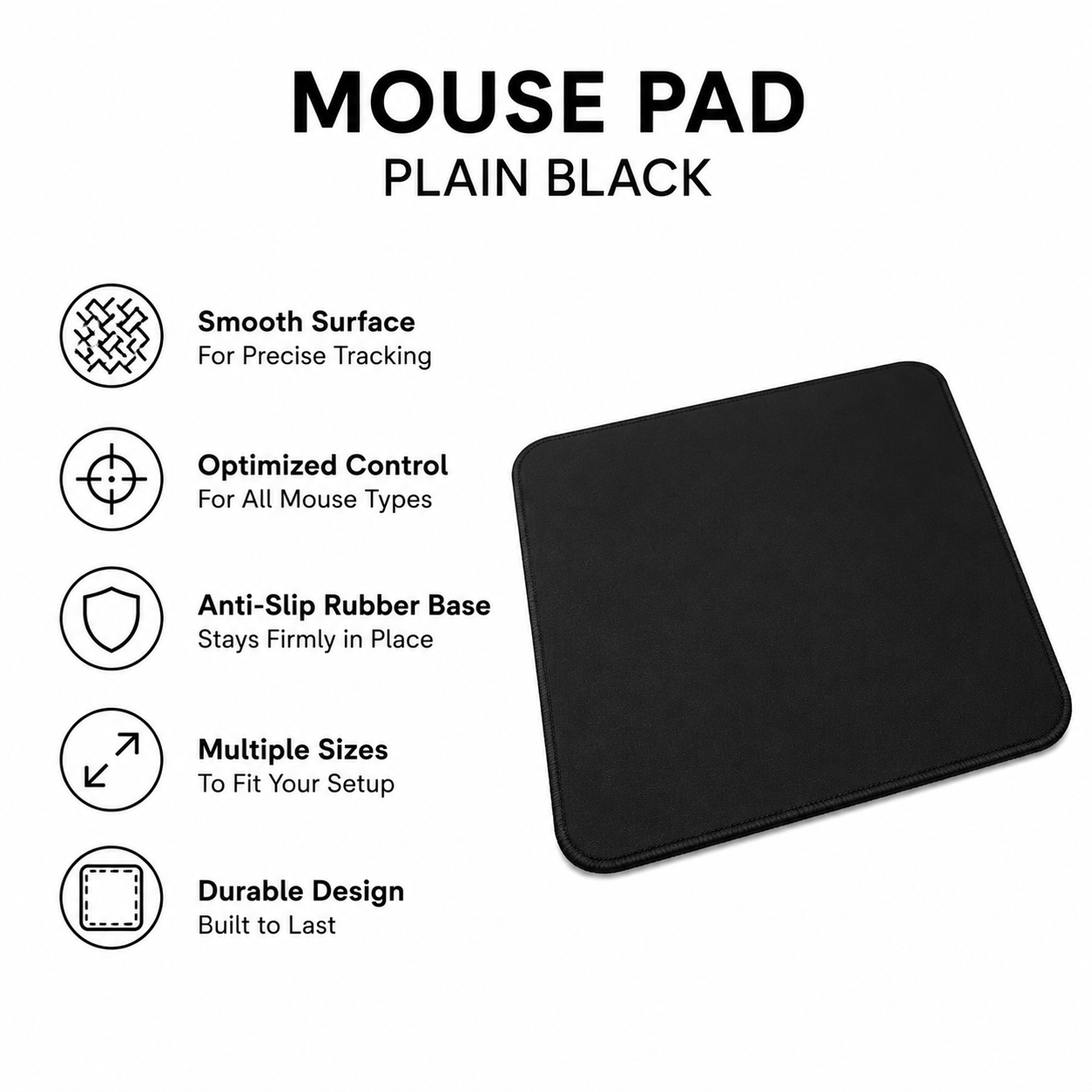 Mouse Pad Plain BLACK (MOUSEPAD-PLAIN-BLACK)
