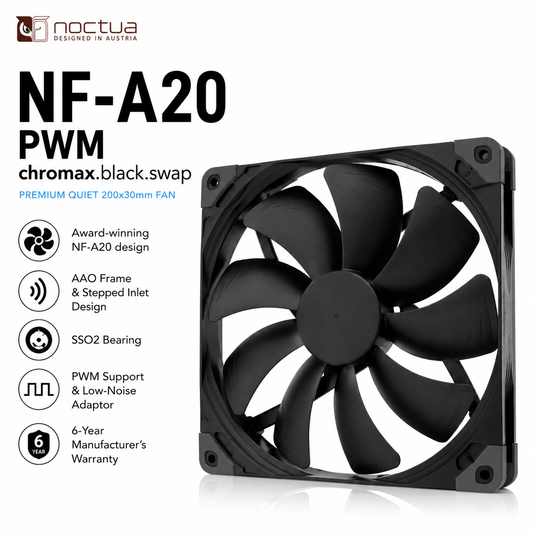 NOCTUA NF-A20 PWM Chromax Black Swap Fan (NF-A20-PWM-CHROMAX-BLACK-SWAP)