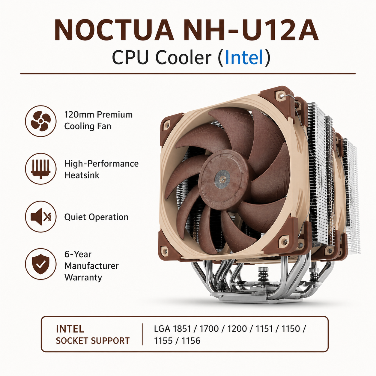 NOCTUA NH-U12A CPU Cooler (intel) (NH-U12A)