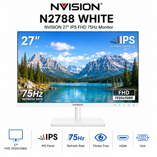 NVISION 27" IPS FHD 75Hz Monitor N2788 White (N2788-W)