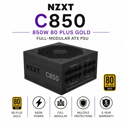 NZXT C850 - 850W 80 Plus Gold | Full -Modular ATX PSU (PA-8G1BB-US)