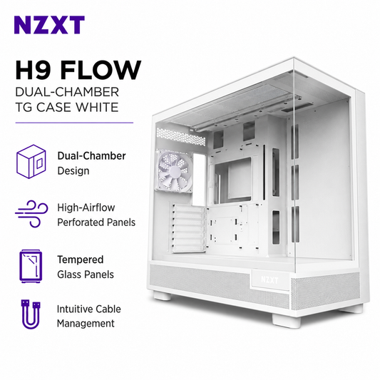 NZXT H9 FLOW DUAL-CHAMBER TG CASE WHITE (RL-KR120-B1)